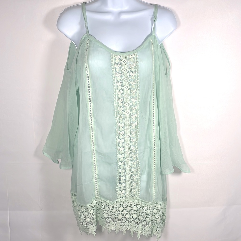Green Off the Shoulder Blouse Size Large